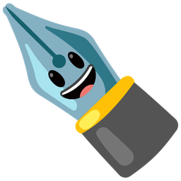 Black nib and Grinning face with big eyes