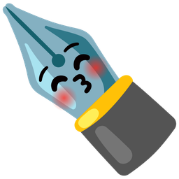 Black nib and Kissing face with closed eyes