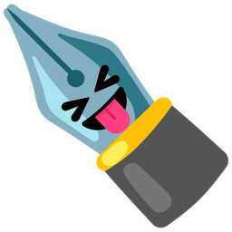 Black nib and Squinting face with tongue