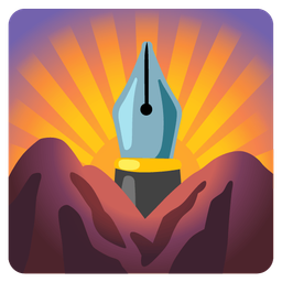 black nib and sunrise over mountains