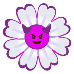 blossom and smiling face with horns