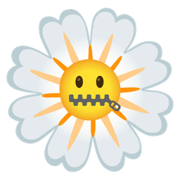 blossom and zipper-mouth face