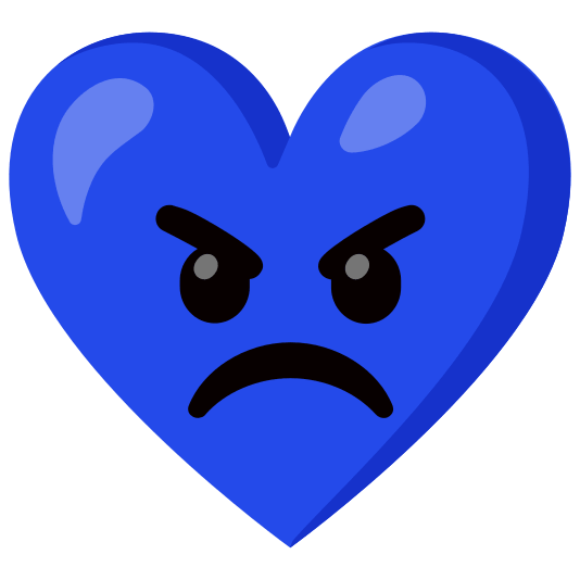 Blue heart and Angry face