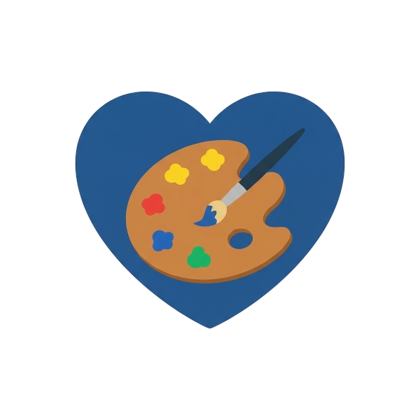 Blue heart and Artist palette
