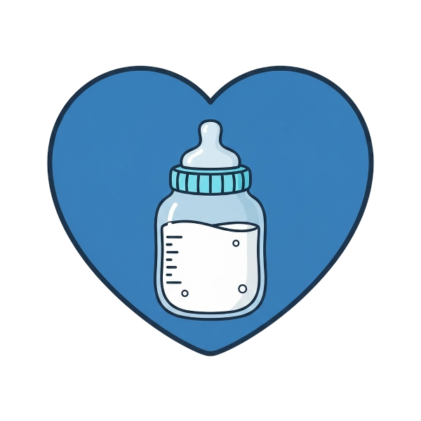 Blue heart and Baby bottle