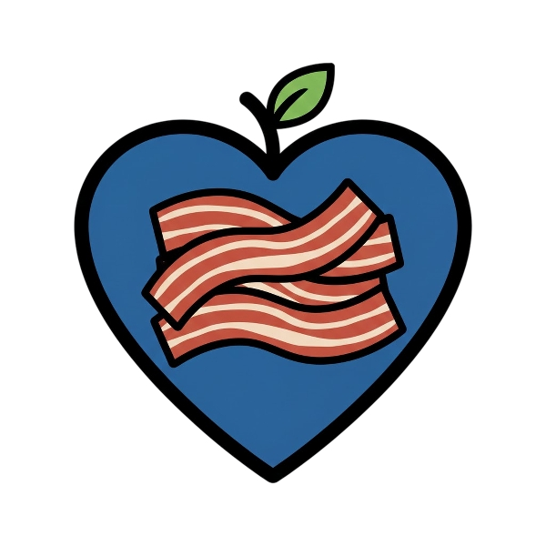 Blue heart and Bacon