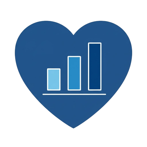 Blue heart and Bar chart
