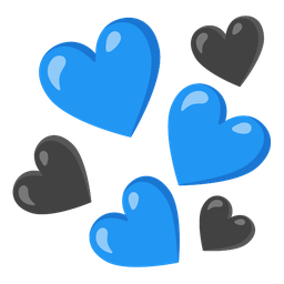 blue heart and black heart