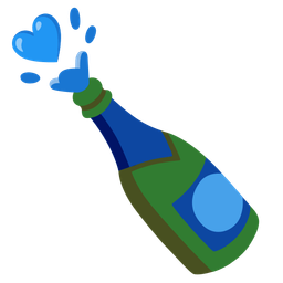 blue heart and bottle with popping cork