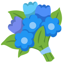 blue heart and bouquet