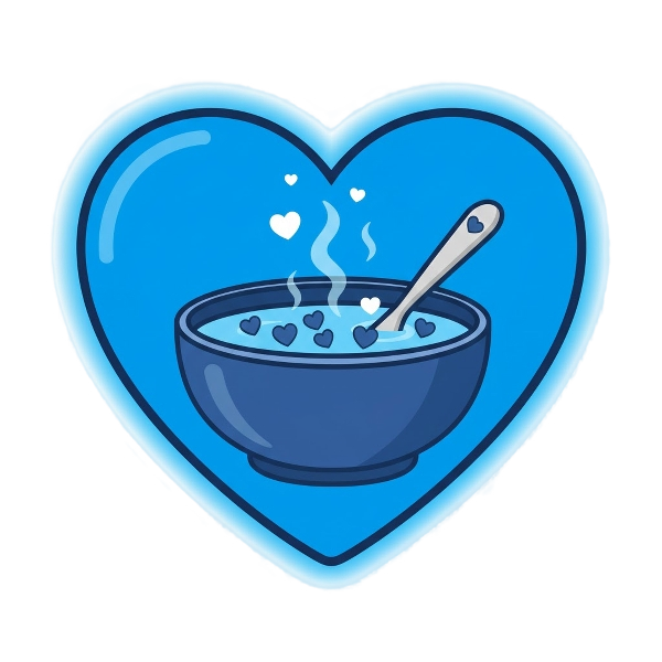 Blue heart and Bowl with spoon