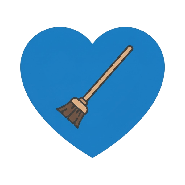 Blue heart and Broom
