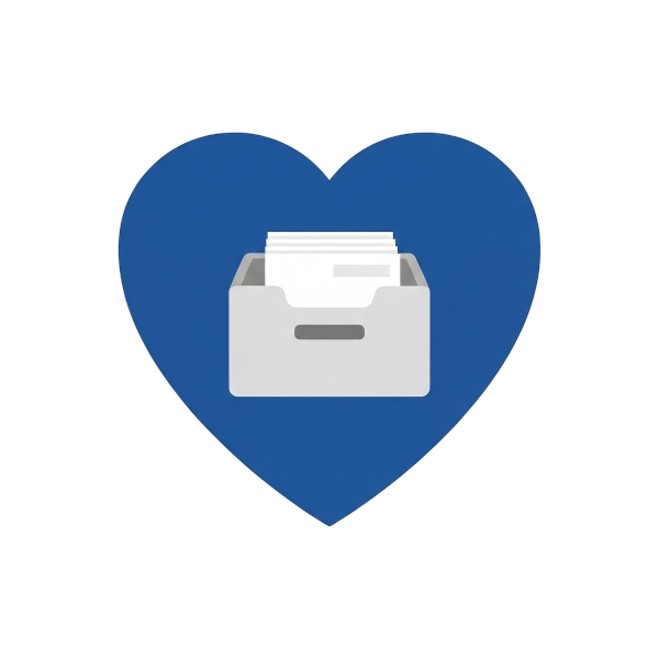 Blue heart and Card file box