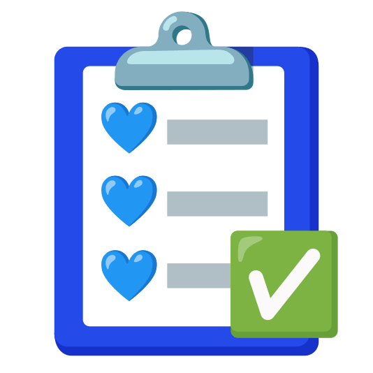 Blue heart and Check mark button