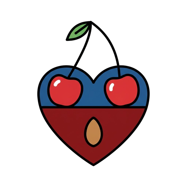 Blue heart and Cherries