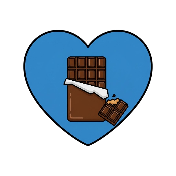Blue heart and Chocolate bar