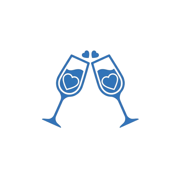 Blue heart and Clinking glasses