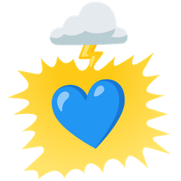 blue heart and cloud with lightning
