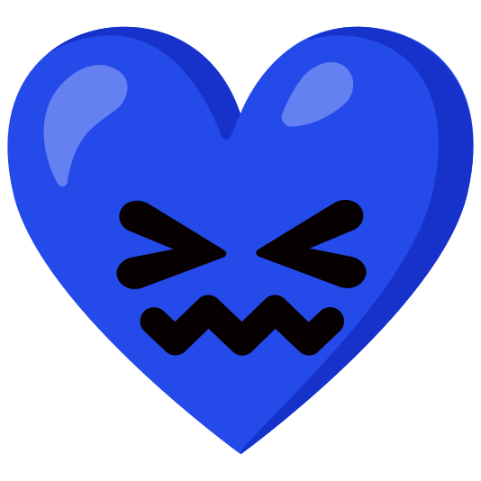 Blue heart and Confounded face