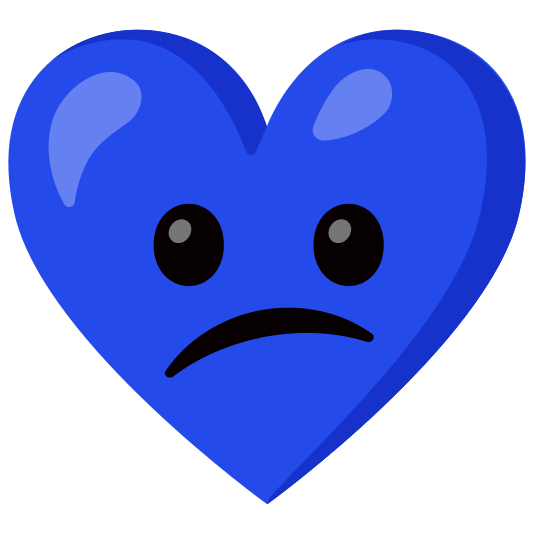 Blue heart and Confused face