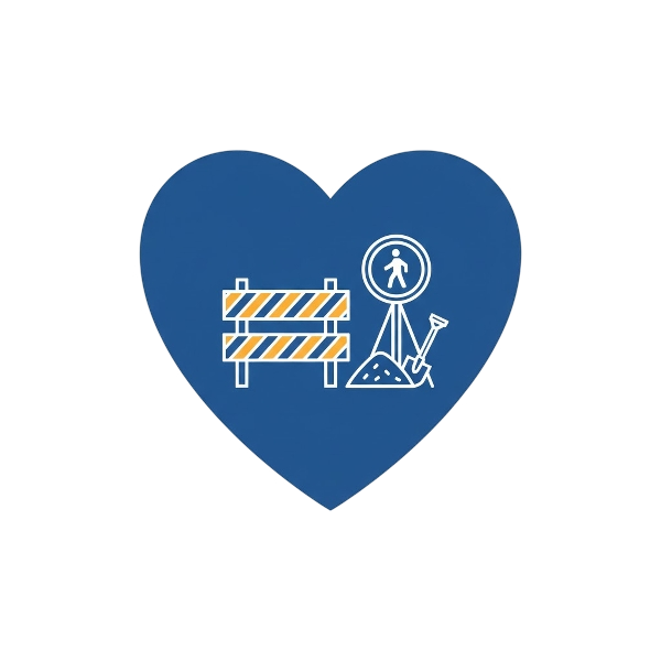 Blue heart and Construction