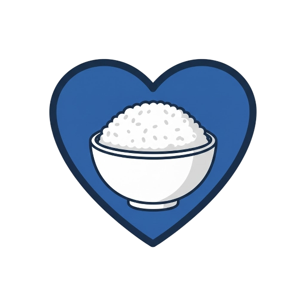 Blue heart and Cooked rice