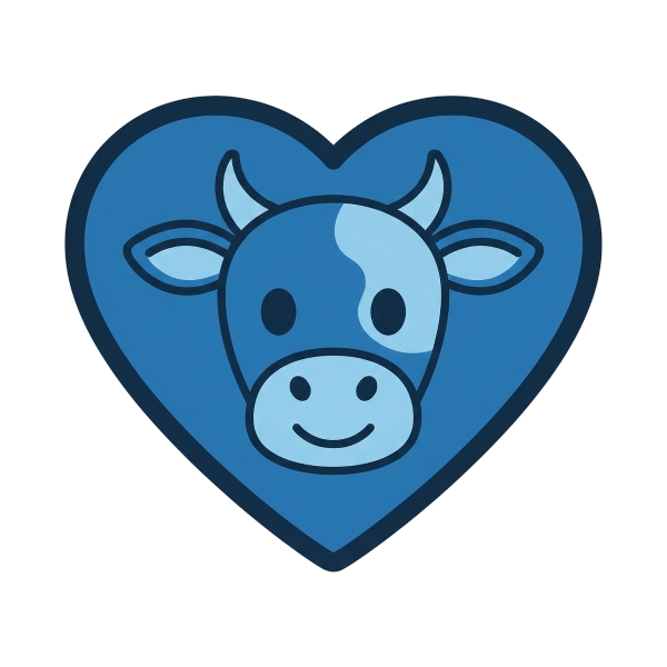 Blue heart and Cow face