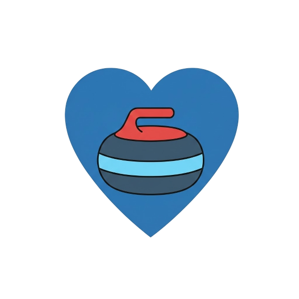Blue heart and Curling stone
