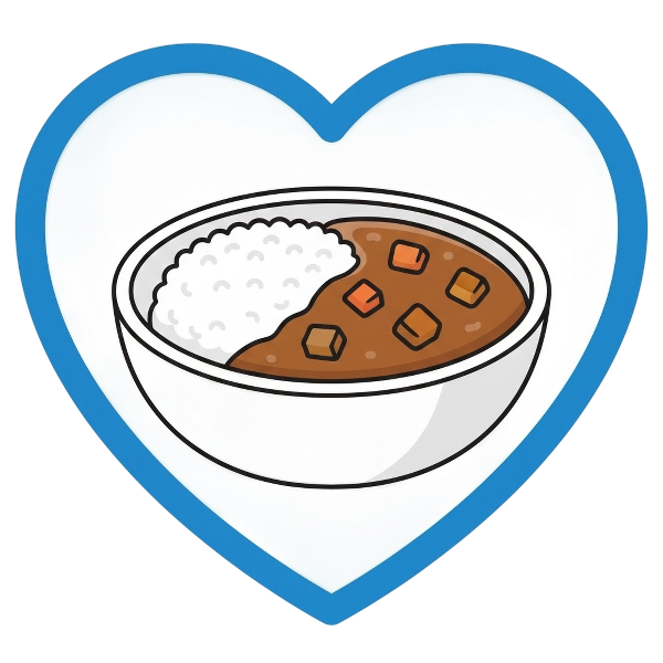 Blue heart and Curry rice