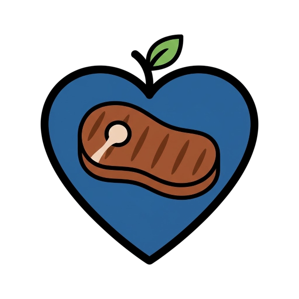 Blue heart and Cut of meat
