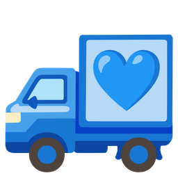 blue heart and delivery truck