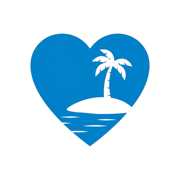 Blue heart and Desert island