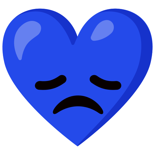 Blue heart and Disappointed face
