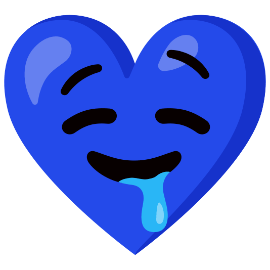 Blue heart and Drooling face