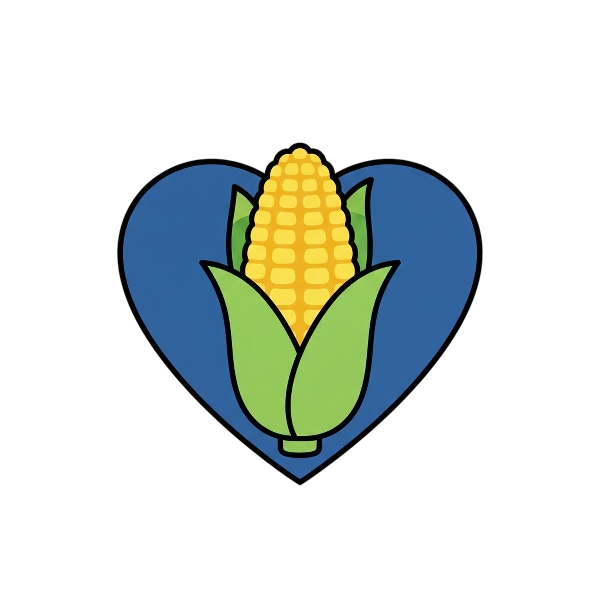 Blue heart and Ear of corn