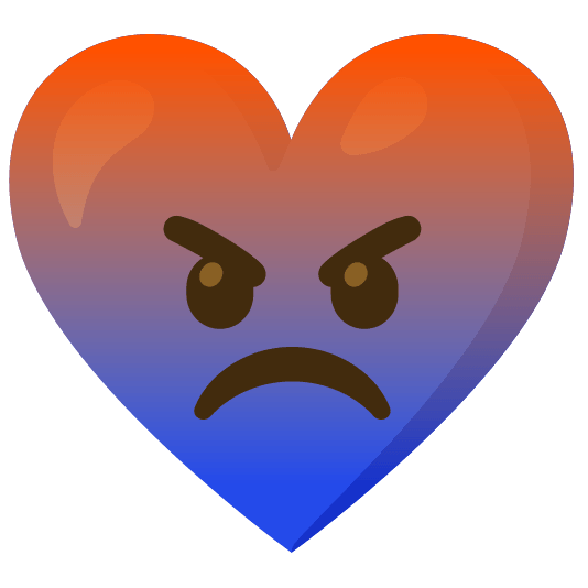 Blue heart and Enraged face