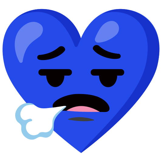Blue heart and Face exhaling