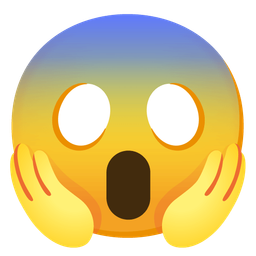 blue heart and face screaming in fear