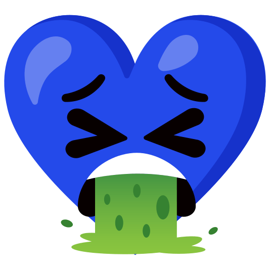 Blue heart and Face vomiting