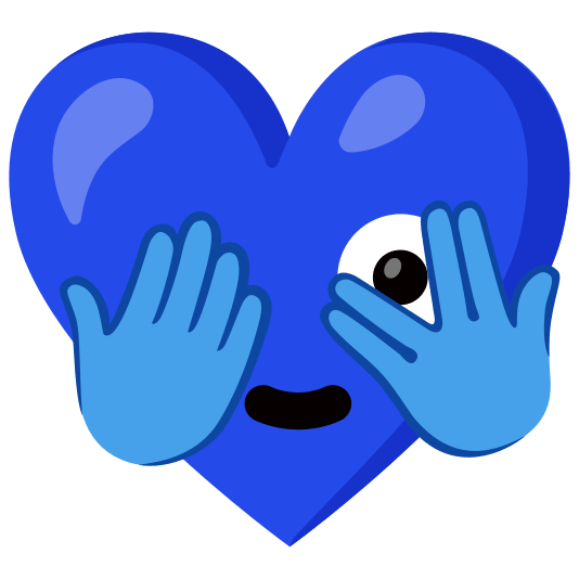 Blue heart and Face with peeking eye