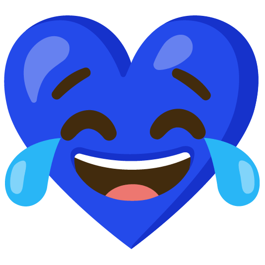 Blue heart and Face with tears of joy