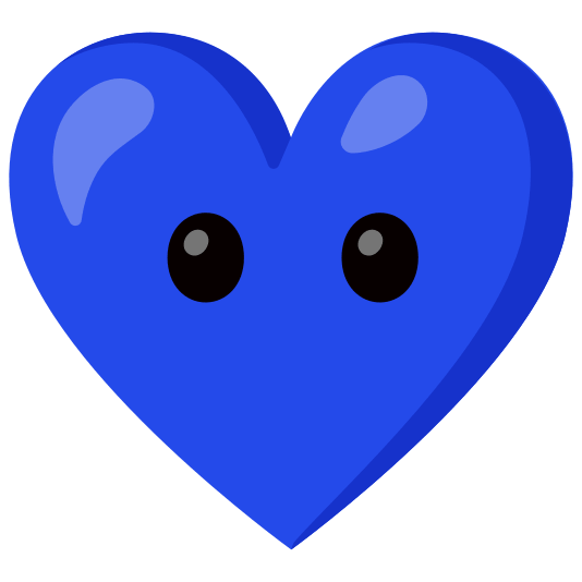 Blue heart and Face without mouth