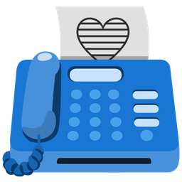 blue heart and fax machine