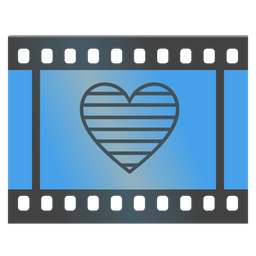 blue heart and film frames