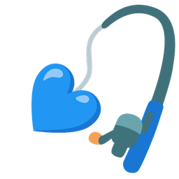 blue heart and fishing pole