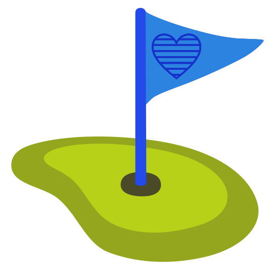 Blue heart and Flag in hole