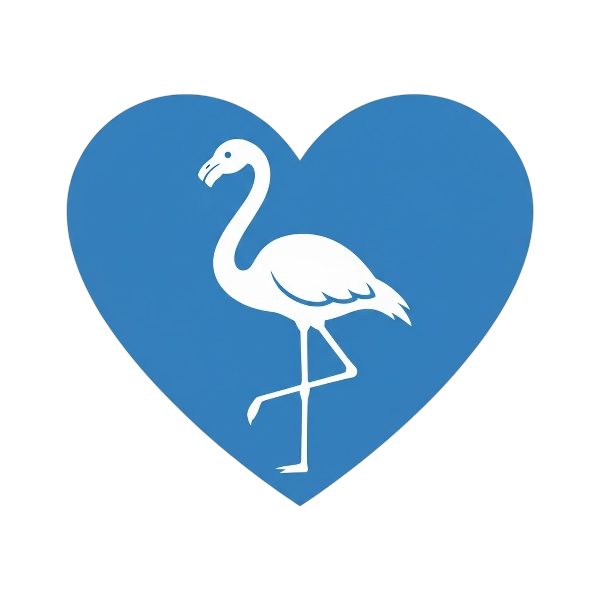 Blue heart and Flamingo