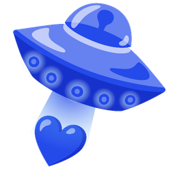 blue heart and flying saucer