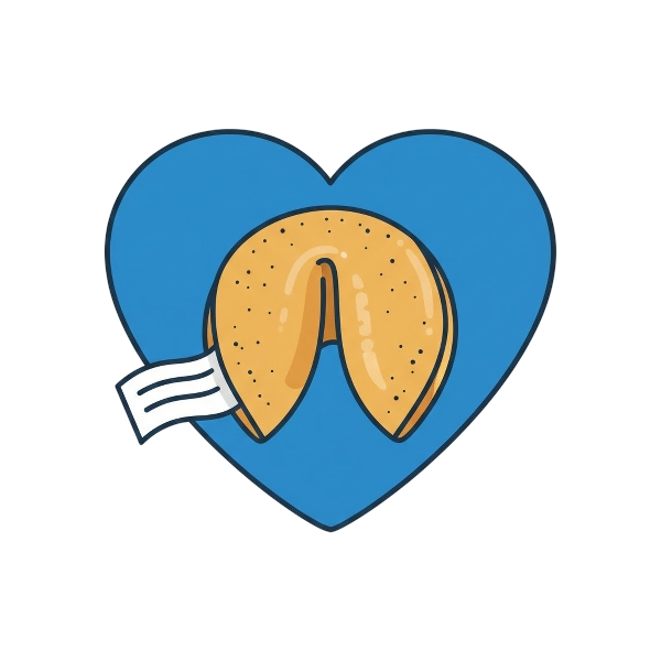 Blue heart and Fortune cookie