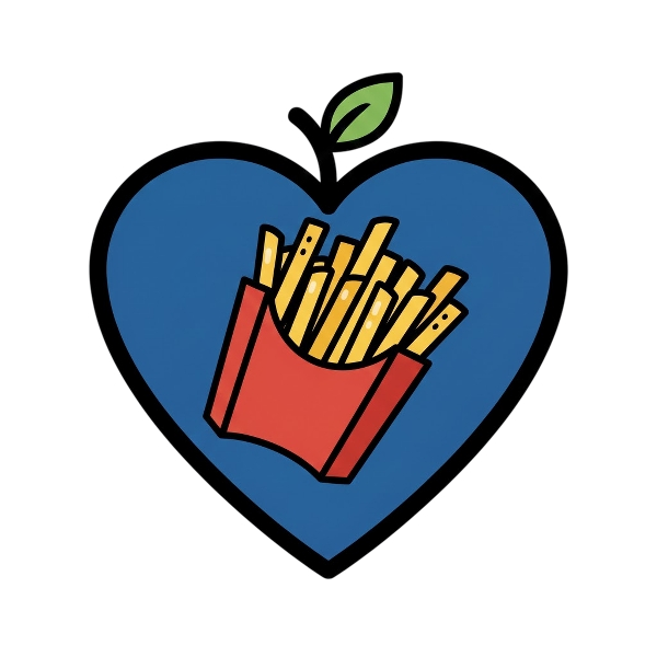 Blue heart and French fries